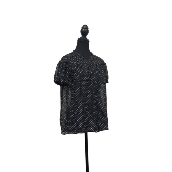 Club Monaco Polka Dot Silk Blouse – Timeless 90s Elegance - Picture 3 of 7